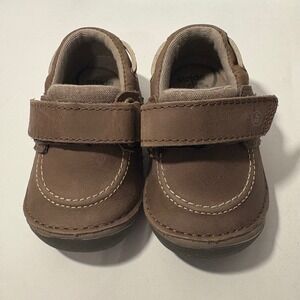 Stride Rite NEW w Box‎ 3.5W Brown Sm Wally Loafer Boat Shoes Hook & Loop